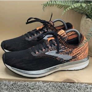 Brooks Ricochet Black Orange Mens Size 8.5 Running Gym Shoes Casual Comfort